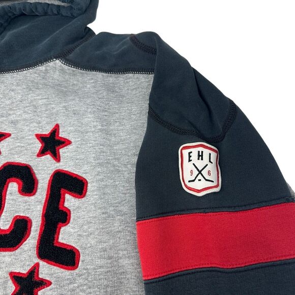 ENYCE Vintage Full Zip Gray Navy Red Hoodie Sweatshirt Thrashed Grunge 2XL XXL - Picture 5 of 14